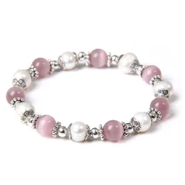 pink quartz stone white pearls beads bracelet female handmade jewelry women Girl elegant pearl gifts