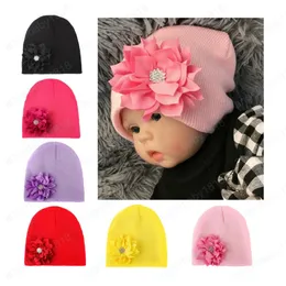 편안한 따뜻한 뜨개질 면화 유아 모자 단색 핸드 메이드 로터스 아기 소녀 모자 꽃 모자 사진 소품