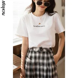 MISHOW Frühling Frauen T-shirt Casual Kurzarm Brief Gedruckt Lose Mode Homewear Solide Tops Weibliche Kleidung MX21A3627 210623