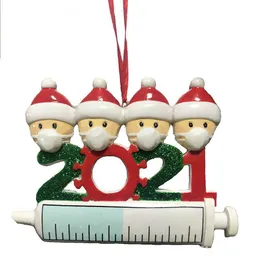 2021 Decoração de Natal Quarentine Ornaments família de 1-7 cabeças diy árvore pingente acessórios com resina de corda em estoque fy4645