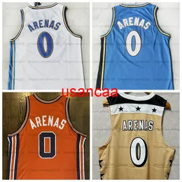 Retro Herren #0 Gilbert Arenas Basketballtrikot Gelb Blau Weiß Farbe 0 Trikots Großhandel Alle genäht