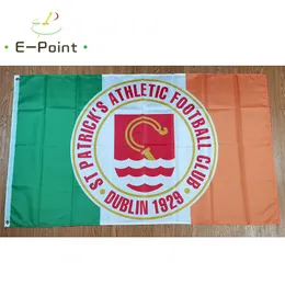 St Patrick'in Athletiği İrlanda Bayrağı 3 * 5ft (90 cm * 150 cm) Polyester Afiş Dekorasyon Uçan Ev Bahçe Bayrakları Festival Hediyeler