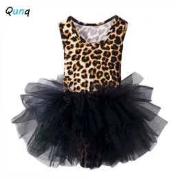 Leopard Girls Tutu Dress Summer Mesh Kids Ballet Performance Costume for Girl 2021新しい赤ちゃん幼児子供プリンセス服G1129