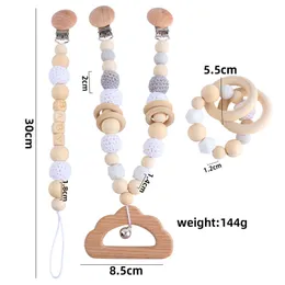 DIY 3st/Set Boutique Baby Pacifier Chain Clip Woode Newborn Pacifier Clips Holder Chupetas Soother Baby Tinding Spädbarnsmatning