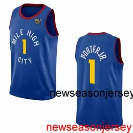 Niestandardowy Michael Porter Jr #1 Patch Swingman Jersey zszyty męskie koszulki koszykówki XS-6xl