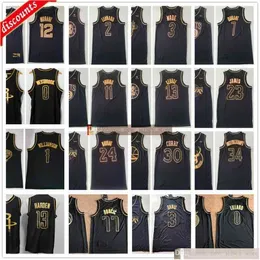 2021 Black Golden Basketball Jerseys Ja 23 James Luka 12 Morant 77 Doncic Leonard Harden Lillard Westbrook Williamson Davis Shirt