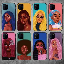 cases for iPhone 12 mini 11 Pro X XS XR Max Fashion Black Girl Soft TPU Phone Cover