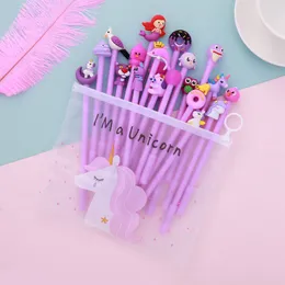 20PCs/set Creative Cartoon Unicorn Ink Pens 0.5mm Gel Writing Tool Cute Neutral Pen Office Stationery Student Signature Wholesale 0409