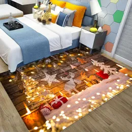 Carpets Golden Christmas Elk Printed Flannel Thickened Anti-skid Soft Comfortable Home Mat Bathroom Living Room Bedside Carpet