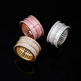 Cluster Rings Hip Hop Claw Setting Cubic Zirconia Bling Iced Out 2 Row CZ Stone Round Finger For Men Women Rapper Jewelry GiftCluster Cluste