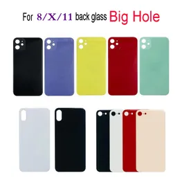 OEM Big Hole Camera Back Glass Cover för iPhone 8 11Plus x XR XS Pro Max Batteriluckor Hölje med lim Klistermärke