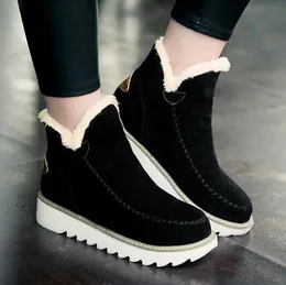 Sapatos femininos da moda botas de inverno inverno sapatos baixos de camurça vaca botas de tornozelo quentes meninas botas de neve de inverno moda. Xdx-066148