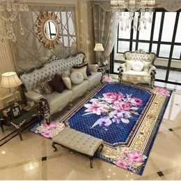 カーペット北欧の印刷された花柄のカーペットベッドルームホーム装飾マットリビングルーム床長方形のレトロアンチスリップ装飾