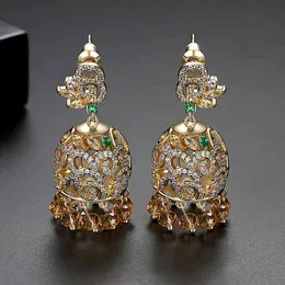 Gypsy Indische Jhumka Boho Ethno Gold Kristall Perlen Tropfen Ohrringe für Frauen Brautschmuck Tribal Jhumki Vintage Statement