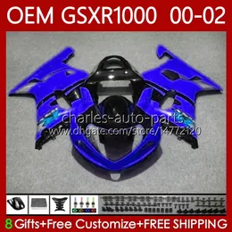 Carrozzeria blu lucido OEM per SUZUKI K2 GSX R1000 GSXR 1000 CC 2001 2002 2002 Corpo 62No.103 GSXR1000 GSX-R1000 01-02 1000CC GSXR-1000 00 01 02 Kit carenatura per stampi ad iniezione