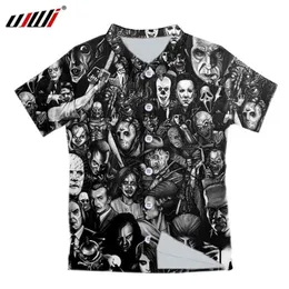 UJWI Mens Hawaiian Shirt Fashion Casual Button Scary Clown Mask Beach Short Sleeve Snabb Torr Top Blouse XXS-6XL 210626