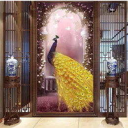 Wallpapers Customized 3D Large Po Murals For Hallway Entranceway Door Living Room Bedroom Wall Decoration Painting Peacock Paper