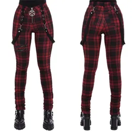 Women Plaid Pants High Waist Gothic Punk Pant Spring Summer Streetwear Woman Fashion Zipper Y2k Long Bottoms Trousers 210909