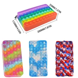 Empurre Bolha Fidget Brinquedos Silicone Lápis Caso Crianças Stress Relief Squeeze Toy Antistress Soft Smilly Kids Presentes