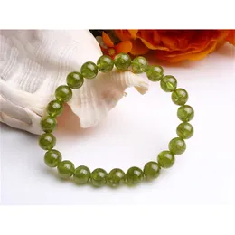 Natural verde peridot olivina para mulheres homens estiramento cura cristal claro contas redondas pulseira 6mm 7mm aaaaa