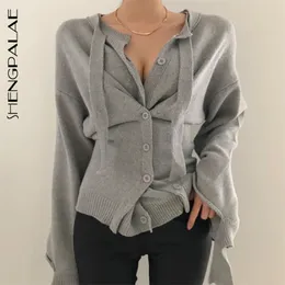 Autumn Long Sleeve Jumper Knitted Loose Fashion Pullover Femme Design Irregular Torn Edges Sweater ZA5877 210427