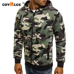 Covrlge Men's Zipper Hoodie Autumn Camouflage Sweatshirts Hoody Casual Fashion Solid Streetwear Homme Hoodies MWW169 210819