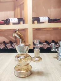 5,9 Zoll gelbe Glaswasserpfeife 14 mm männliche Schüssel Shisha Recycler Bong Rauchtabak Trockenkräuterbecher Eisfänger