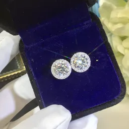 Orecchini classici in argento sterling 925 Orecchini con diamanti simulati rotondi da 4 mm per regalo di gioielli da donna