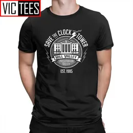 Voltar para o futuro Economizar torre do relógio vintage camiseta homens roupas de impressão T-shirts de gola redonda de algodão t-shirts 210629