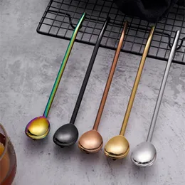 304 Stainless Steel Filter Straw Summer Cold Drink Straw Spoon Creative Coffee Mixing Spoons Bar Kitchen Tool 5 Colors