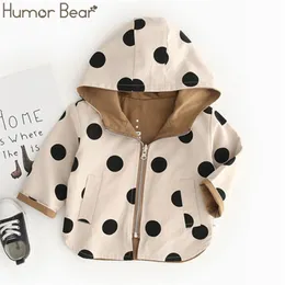 Giacca Cappotto Autunno Con Cappuccio Ragazzi Giacca a vento Polka Dot Due lati Indossare Toddler Bambini Autunno Capispalla Abbigliamento 210611