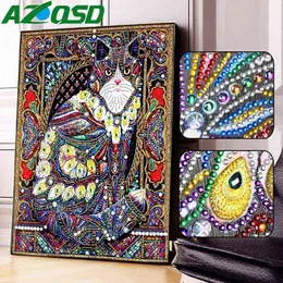 AZQSDダイヤモンド絵画キャットニードルワーク刺繍動物家の装飾部分ラウンドドリル特殊形5D DIY