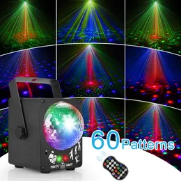 LED ديسكو الإضاءة الليزر rgb العارض أضواء حزب 60 أنماط dj عطلة تدوير ضوء عيد الميلاد ضوء المرحلة