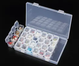 2021 28st Powder Paillette Rhinestone Nail Storage Box Väska Plastbehållare Nail Art Tillbehör