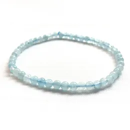 MG0103 Bracciale acquamarina di grado AA all'ingrosso Bracciale mini pietra preziosa da 4 mm Bracciale Mala Yoga in pietra naturale Gioielli energetici