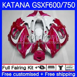 Kit de corpo para Suzuki Katana GSXF750 GSXF 600 750 CC GSX600F 03 04 05 06 07 18No.45 600cc GSX750F GSXF-750 GSXF600 750CC Rose White 2003 2004 2005 2007 Fairings OEM