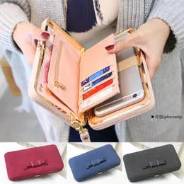 Wallets Fashion Women Cute Bowknot Wallet Coin Purse Small Mini Card Holder Long Phone Clutch Large Capacity Bag