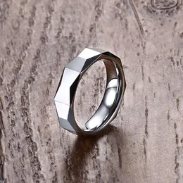 Anéis de casamento Mprainbow 5.5mm Bandas de homens de metal tungstênio carboneto anel de design multifacetado para homens jóias de moda Anel Masculino