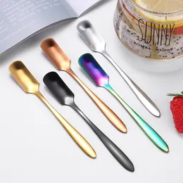 Stainless Steel Spoon Creative Tea Ice Cream Dessert Spoons Bar Restaurant Kitchen Dinner Tableware Coffee Flatware 5 Colors CGY46