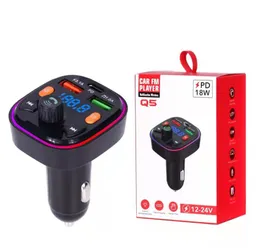 Светодиодный подсветку Bluetooth FM-передатчик автомобиль MP3 TF / U Дисковой плеер HandsFree Kit Adapter Dual USB 3.1A + 18W PD Тип C Быстрое зарядное устройство
