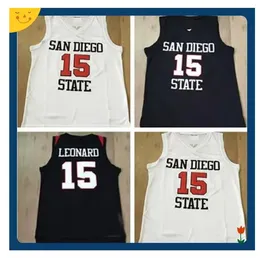 NCAA High Top College San Diego Koszulki stanowe 15 Kawhi Leonard Jersey Koszykówka Nosi Black Whitemen Wszystkie szyte kolor dla sportów sportowych