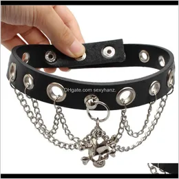 Hänge halsband släpp leverans 2021 hängen A042 personlighet punk stil rockband smycken super cool läder skalle halsband hefsd