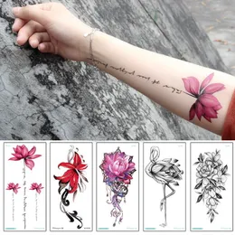 Tillfällig arm tatueringar vattentät tatuering färgstark klistermärke blomma lotus bady konst ärm kvinnor handled arm ärmar tatoo falsk tjej