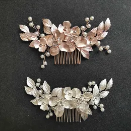 Slbridal Handmade S Kryształ Kwiat Wedding Hair Grzebień Bridal Headdress Accessorie Druhny Biżuteria 210616