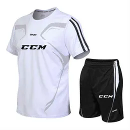 CCM Mäns Tracksuit Sommar Kläder Sportkläder Två Piece Set T-shirt Shorts Brand Track Kläder Man Sweatsit Sportkläder H1208