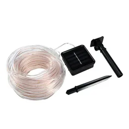 7M 12M Outdoor Solar Powered LED Copper Wire String Light Waterproof Christmas Garden Tube Lamp - Colorful
