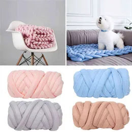 1PC 500g 49 inch Thick Bulky Arm Knitting Wool Roving Blanket Large Soft Chunky Wool Yarn Spinning Yarn For Crochet/Carpet/Hats Y211129