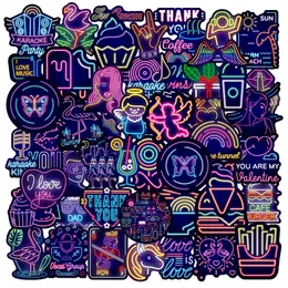 50PCS Pack No-Repeat Neon Stickers Cartoon Personalized Creative Motorcycle Stickers Cool Glisten Graffiti Sticker Luggage Neon-Lamp Decals