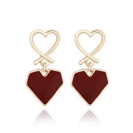 Dangle & Chandelier Karopel Fashion Heart-shaped Earrings Retro Joker Wine Red Hearts Contracted Long For Women Jewelry Making