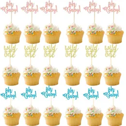 Weiteres festliches Partyzubehör, 10 Stück goldene Kuchendekorationen, Mini-Oh-Baby-One-Cupcake, Dusche, Junge, Mädchen, 1. Geburtstag, Dekoration, Geschenke, Kinder, Happy Supplie